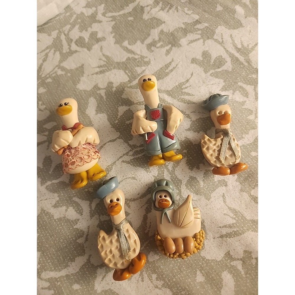 Vtg 5 Lot Grandma Refrigerator Magnet Country 3D‎ Ducks Heart Tugs Hand Made USA